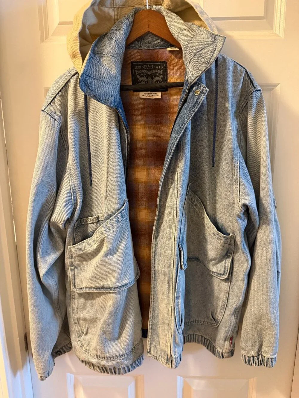 levi's hooded denim work jacket
